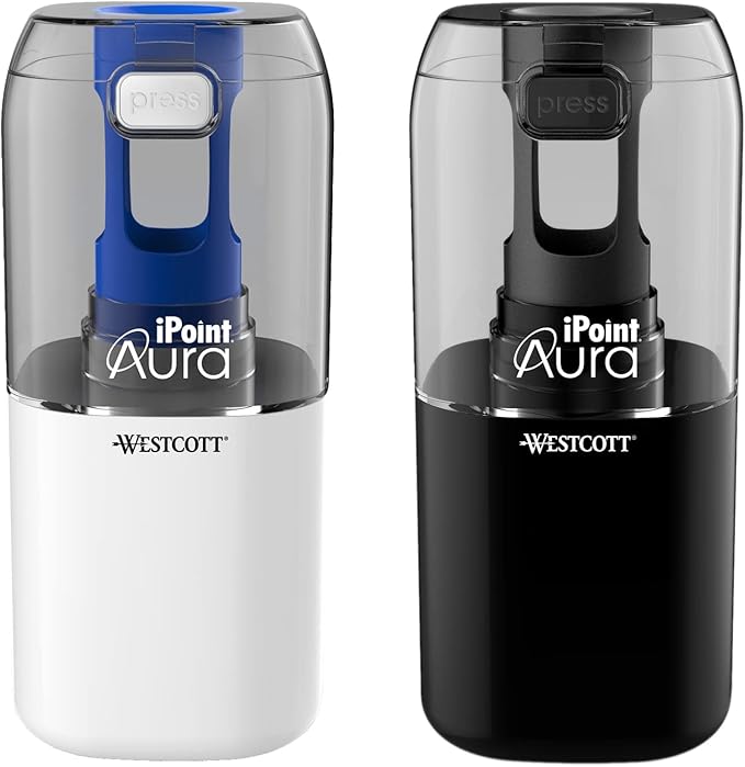Westcott iPoint® Aura Battery Pencil Sharpener, Assorted Colors (17319)