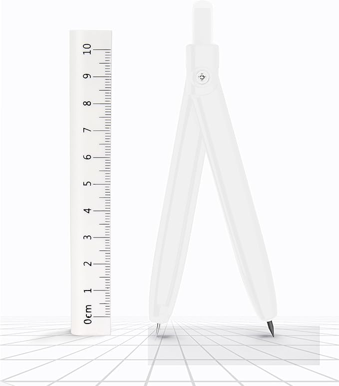 LABANCA 8 Pcs Compass Set with Protractor Rulers Pencil for Math Geometry (07734 White)