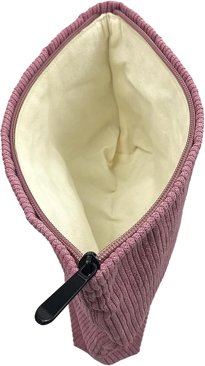 GUTGNK Women's Corduroy Cosmetic Bag, Large Capacity Canvas Cosmetic Bag Travel Toiletry Bag Accessories Organizer, Pink