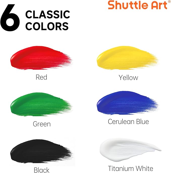 Shuttle Art 6 Colors Washable Paint for Kids, 69 oz Bulk Tempera Paint with Pump, Non-Toxic Kids Washable Paint for Art and Crafts, School & Home Must Haves