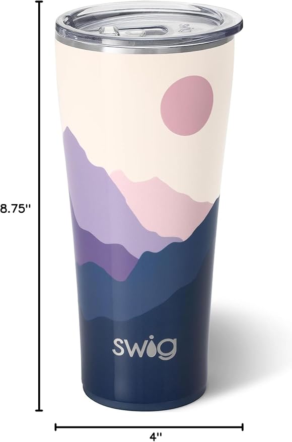 Swig Life 32oz Insulated Tumbler, Travel Coffee Tumbler with Lid, Cup Holder Friendly Travel Coffee Mug, Stainless Steel with Lid (Moon Shine)