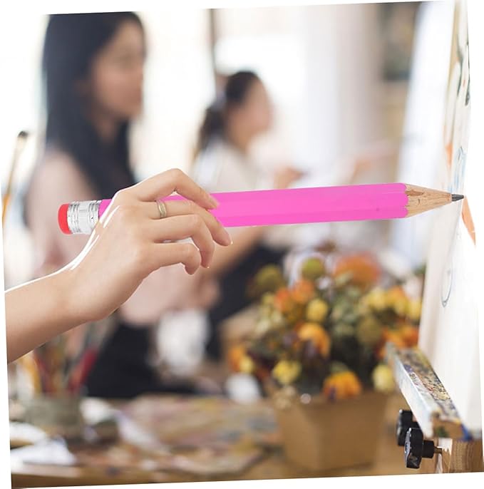 4pcs Colorful Jumbo Pencils Ergonomic Wooden Giant Pencils for Boy Girl Props for Drawing and Writing for Preschoolers and Kindergartens