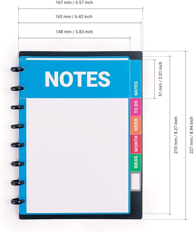 MODUBOOQ organizer, apricot - Modular Reusable Smart Notebook A5 - Notebook with Tabs & Discbound System - 40 modular pages with duratech3 technology - Washable and writes like paper