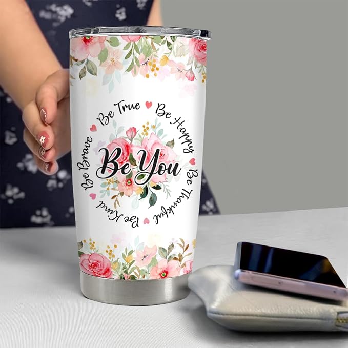 SANDJEST Sometimes You Forget You're Awesome Tumbler 20oz Inspirational Gifts Stainless Steel Insulated Tumblers Coffee Travel Mug Cup Gift for Coworkers Friends Sister Birthday Christmas