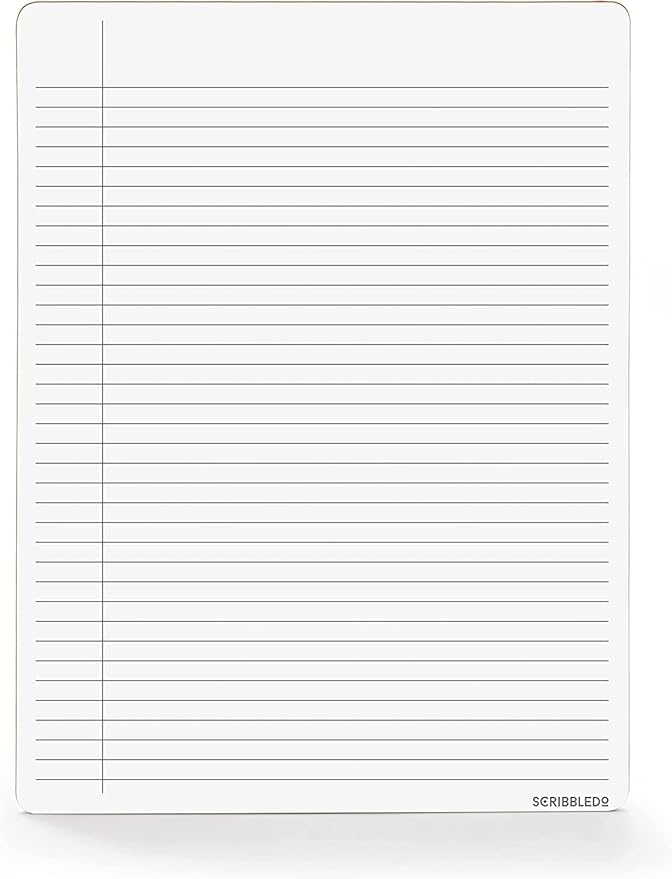 Scribbledo 2 Pack Dry Erase Notebook College Ruled Lined Board 9"x12" Reusable Lined Erasable Ruled Writing Note Pad Lapboard, Blank Whiteboard on Reverse