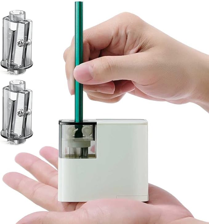 Electric Pencil Sharpener, Battery Powered,for Colored Pencils Handheld Pencil Sharpener,Portable Sharpener, Two Replacement Blades for in for 6-8mm Pencils for Office/Home/School