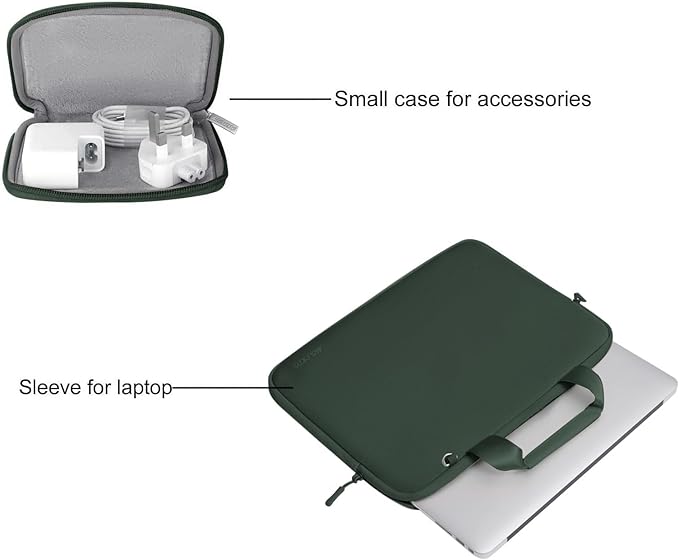 MOSISO Laptop Case 13 inch, Laptop Sleeve Bag Compatible with MacBook Neo 13 / Air M5 M4 M3 M2 M1 2026-2018 / Pro M2 M1, Neoprene Carrying Computer Bag with Handle&Detachable Small Case, Emerald Green