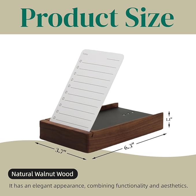 Undated Daily To Do List Planner with Walnut Stand and 100 Checklist Cards, Perfect for Daily Tasks and Goal Setting, Enhanced Productivity