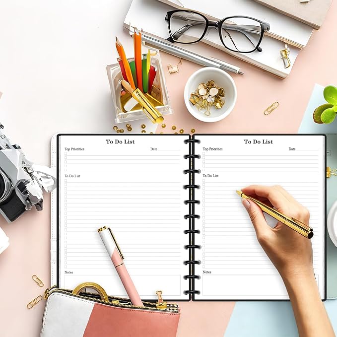 (2-Pack) Letter Size TUL Discbound To Do List Refills, 11 Disc Daily Planner Insert, 200Sheets / 400Pages To Do Paper, 100gsm White Paper, 8.5'' x 11''