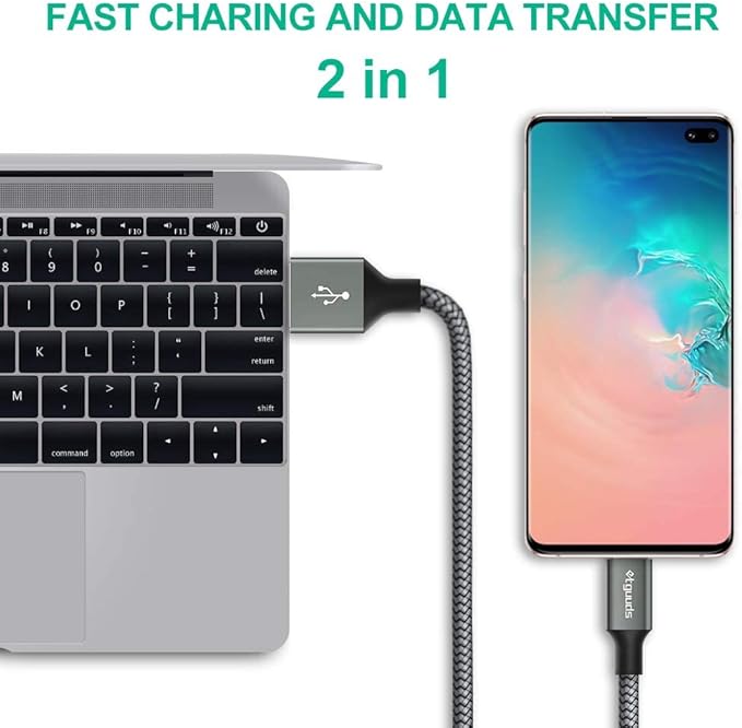 etguuds USB A to USB C Cable 4ft, 2-Pack, 3A Fast Charging Type C Charger Cord for iPhone 17 16 15 Pro Max 16e 17 Air, Samsung Galaxy S25 S24 S23 S22 S21 S20 A17 A16 A56 A55 Flip Fold, Gray
