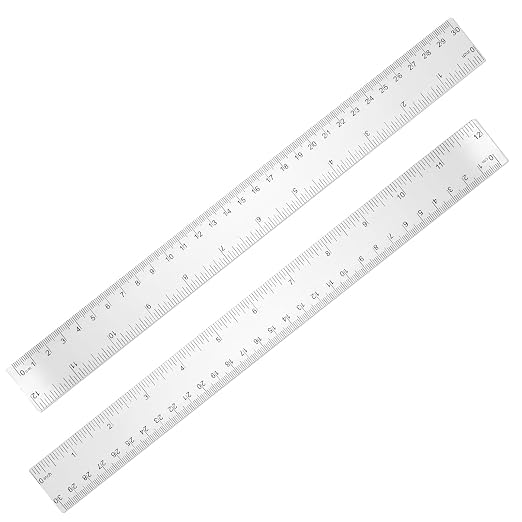 Clear Plastic Ruler, 2 Pack 12 Inch Shatterproof Ruler with Inches and Centimeters, Transparent Straight Ruler for School Classroom, Home, or Office
