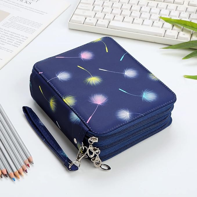 Portable Colored 72 Slots Pencil case Organizer with Printing Pattern for Watercolor Pens or Markers, Pencil Case Organizer for Artist
