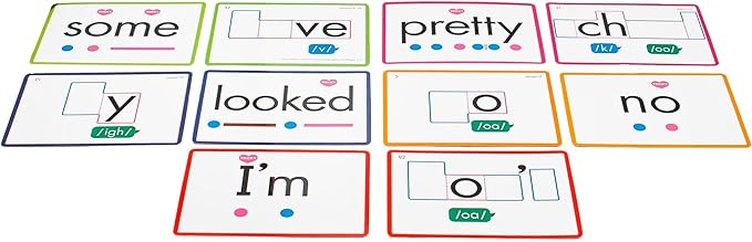 Junior Learning: Rainbow Phonics - Heart Words - 93 Word Cards, Flash Cards Use Visual Clues to Learn Core Words, Level Based Cards, Kids Ages 4+