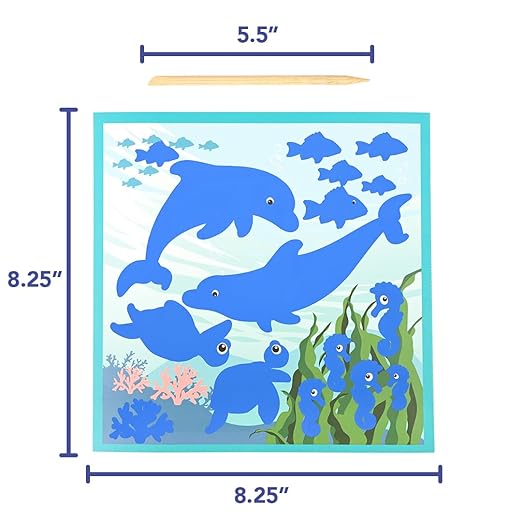 READY 2 LEARN Magic Scratch Paper - Sea Life - 10 Vibrant Scenes - Scratch Art for Kids - Reveal Colorful, Underwater Designs