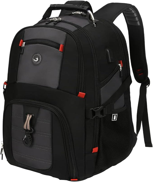 SHRRADOO Extra Large 50L Travel Laptop Backpack with combination lock, College Backpack Airline Approved Business Work Bag Fit 17 Inch Laptops for Men Women,Grey