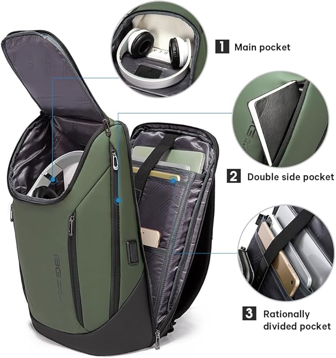 BANGE Business Smart Backpack Waterproof fit 15.6 Inch Laptop Backpack with USB Charging Port,Travel Durable Backpack