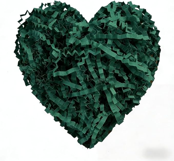 LKQBBSZ 50g Crinkle Cut Paper Shred for Easter Decor Gift Basket Filler, Gift Box Filler Paper Shreds, Raffia Grass for Gift Wrapping (Dark Green)