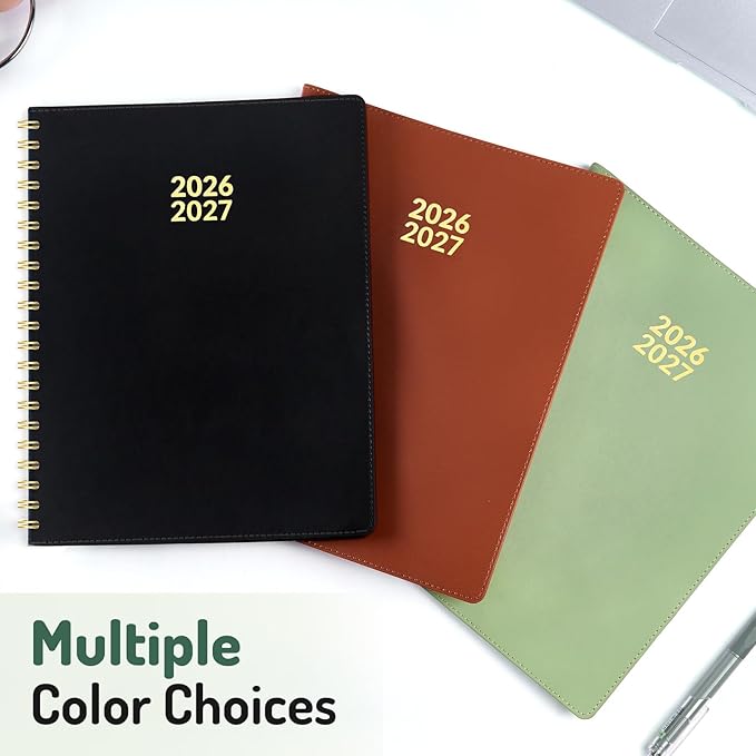 Forvencer Planner 2026-2027, Academic Planner Weekly & Monthly, Vegan Leather Cover Calendar Planner, July 2026 - June 2027, 8.5" x 11", Daily Agenda with Tabs, Student Teacher Planning Organizer