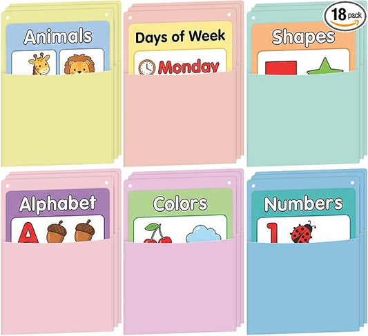 18Pcs Plastic Oversized Wall Pockets 12.6 X 9.4 Inch Hanging Wall File Organizer Hanging File Folders Holder Mail Organizer for Back to School Classroom Home Office Teaching Supplies (Pastel Color)