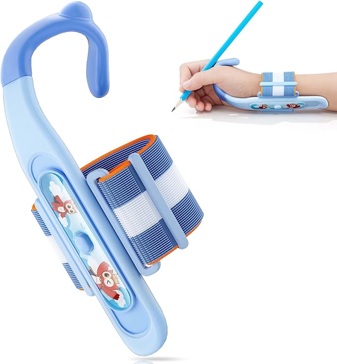 Grips for Pencil for Kids Handwriting, Ergonomic Wrist Support Brace for Kid (Right Hand Only) Adjustable Anti-Hook Writing Posture Correction for Preschooler, Students, Classroom Aid Tool