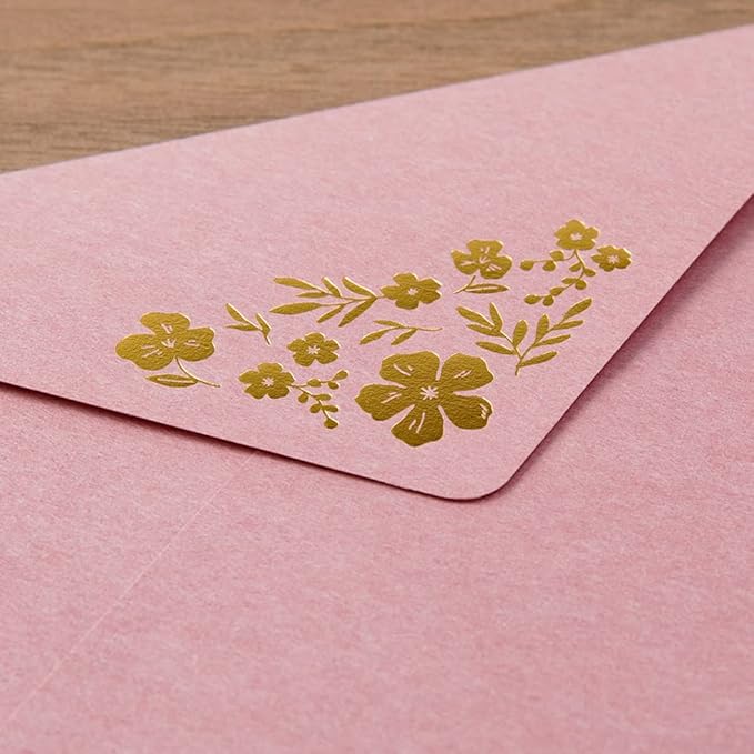 Midori 86506006 Letter Set, Foil Stamped Envelopes, Small Floral Pattern