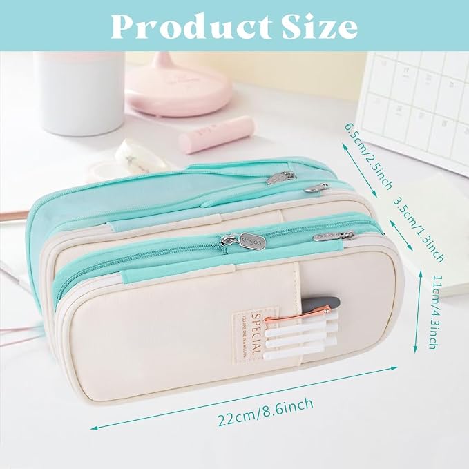 iSuperb Foldable Pencil Case Zipper Big Capacity Aesthetic Canvas Pencil Pouch Compartments Stationery Organizers Pen Bag for Kids Girls Boys Teen Child Student School Supplies Makeup Bags
