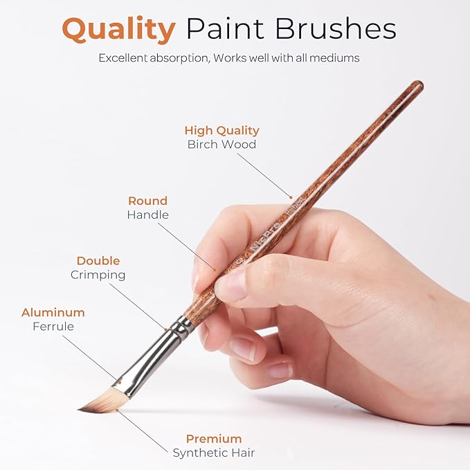 Nicpro 12pcs Paint Brush Set, Craft Paint Brushes for Acrylic Painting, Oil, Watercolor, Gouache, Painting Brushes Kit with Flat Fan Round Angle Filbert, Art Supplies for Artists and Beginners