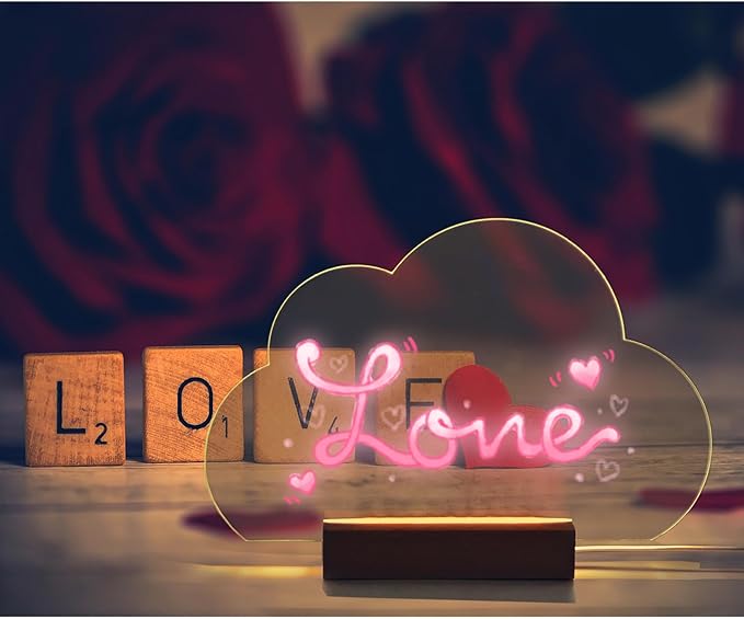 SetGame LED Note Board with 7 Colors Pen, Art Creative Light Up Dry Erase Board, Glowing Night Light Neon Message Bulletin Board Sign with Stand, Suit for Living Room, Bedroom, Lounge, Kitchen, Office