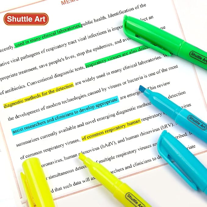 Shuttle Art Highlighters, 30 Pack Highlighters Assorted Colors, 10 Colors Chisel Tip Dry-Quickly Non-Toxic Highlighter Markers for Adults Students Highlighting in Home School Office