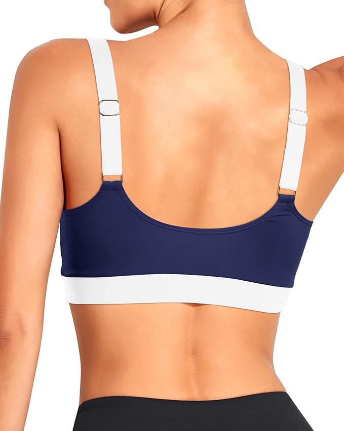 Tempt Me Women Sports Bra Bikini Tops Scoop Neck Bathing Suits Top Padded Swim Crop Tops Only