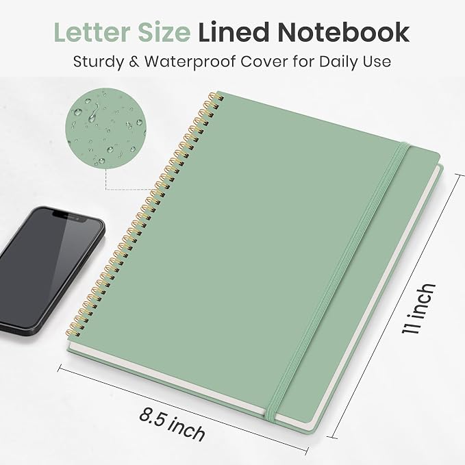 Taja Large Spiral Lined Notebook for Work, Journal for Women & Men