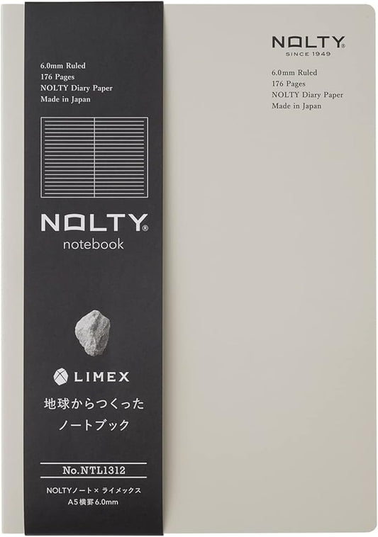 NOLTY NOTE × LIMEX, A5 Ruled Line Notebook, 6.00mm, 176 Sheets, Lime White, NTL1312