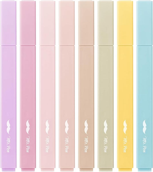 Mr. Pen- Aesthetic Highlighters No Bleed, 8 Pack, Neutral Colors, Chisel Tip, Cute Highlighters Assorted Colors for Journaling, Highlighting, Underlining, Fast Dry, Back to School Supplies