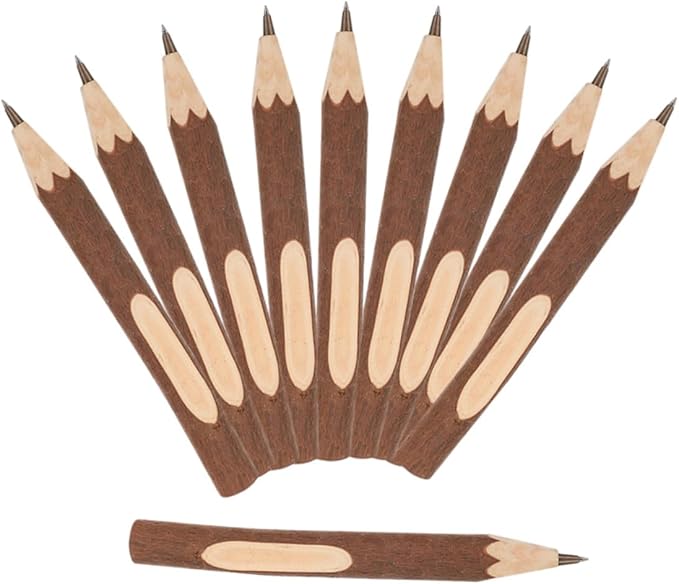 Natural Wood Ballpoint Pens 13cm Tree Bark Biodegradable Eco-friendly Writing Pens 10pcs Portable Household for Office and Daily Use