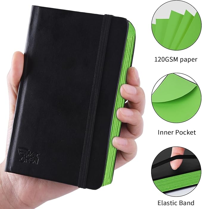3.5x5.7inches Mixed Media Sketch Pad, 120GSM 32Sheets Folded Colored Paper Sketchbook for Drawing, Protable Hardcover Art Sketchbook for Painting, Writing, Journal.Green