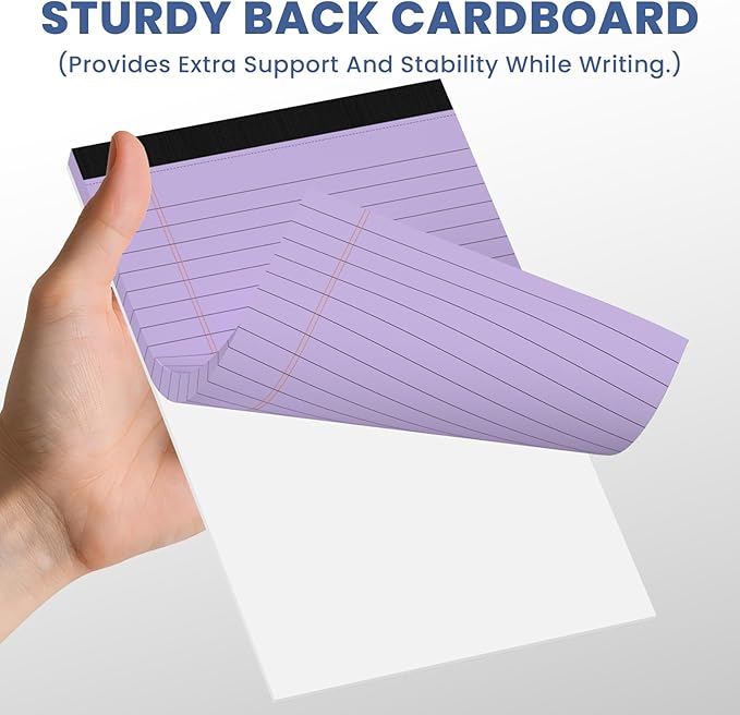 6 Pack Notepads 5x8, Small Legal Pads Narrow College Ruled, 30 Sheets/Pack, Perforated Notebook - Colored Note Pads for School, Memo, Note Taking, Teacher & Office Supplies, Writing Pads of Paper