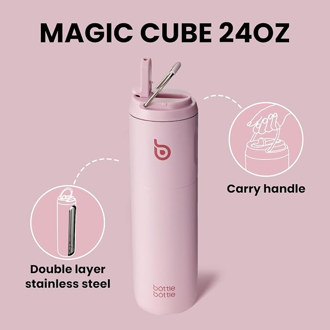 BOTTLE BOTTLE Insulated Water Bottle 24oz with Straw Lid and Handle Sports | for Travel Gym school,Stainless Steel Water Bottles,Double-Wall,Vacuum Metal,Leak Proof,BPA-Free