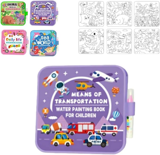 Montessori Mess-Free Water Coloring Book, 2026 Reusable Water Painting Book,Waters Paint Color Books,Montessori WaterColoring Books,No Mess,Just Add Waters to Reveal Vibrant Colors(1Pcs)