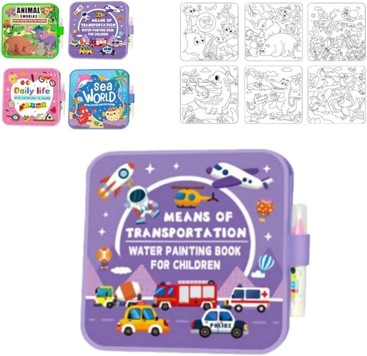 Montessori Mess-Free Water Coloring Book, 2026 Reusable Water Painting Book,Waters Paint Color Books,Montessori WaterColoring Books,No Mess,Just Add Waters to Reveal Vibrant Colors(1Pcs)