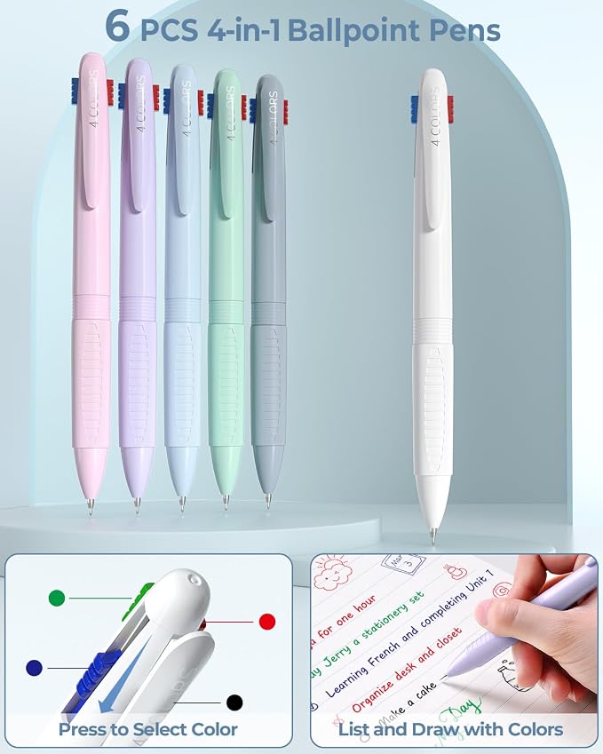 Four Candies 56PCS School Supplies with Pencil Case, Stationery Set, Blue | 6 Multicolor Pens, 12 Pastel Highlighters, 5 Gel Pens, 9 Mechanical Pencils, Back to School, College Essentials for Students