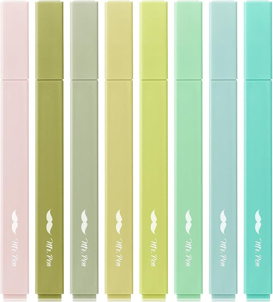 Mr. Pen- Aesthetic Highlighters No Bleed, 8 Pack, Shades of Green, Chisel Tip, Cute Highlighters Assorted Colors for Journaling, Highlighting, Underlining, Fast Dry, Back to School Supplies