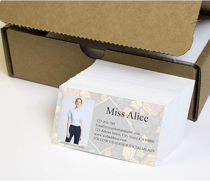 Customized Name Cards 500 PCS, Customized Design with Picture Texture All Business Designs cards No Additional Charge (Color-C)