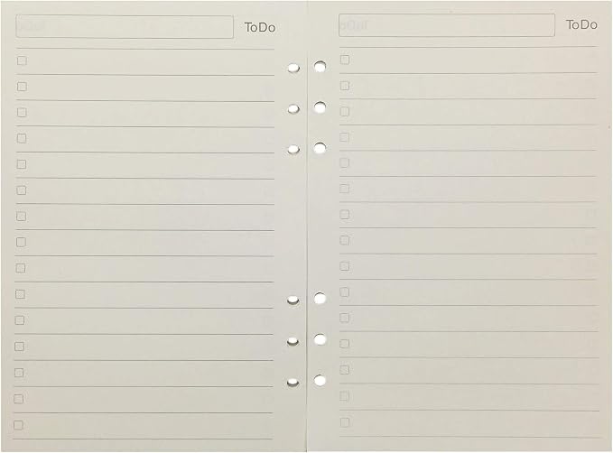 Zelten Refills/Loose Leaves for A5 Cover Ring Binder/Personal Organizer/Planner(A5 6 Holes, ToDo)