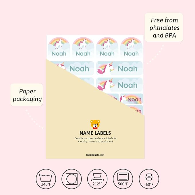 Personalized Daycare Name Labels (84) – Daycare Labels & Name Stickers for Kids – Labels for Kids Stuff Daycare – Waterproof for Baby Bottles, Clothing & Lunch Boxes - Unicorn