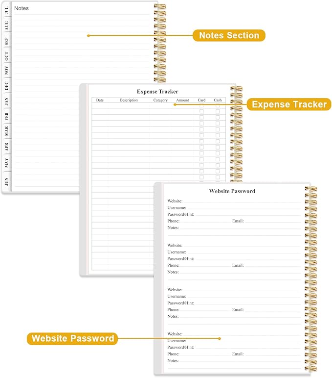 Planner 2026-2027 - Academic Planner from July 2026 to June 2027, Weekly & Monthly Planners Spiral Bound with 12-Month Tabs, Inner Pocket, 8.5" x 11", Pink Flower