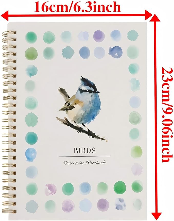 Watercolor Workbook - Coloring Book Beginner Friendly Painting Kit, Watercolor Workbooks for Adults with 24 Colors Paint, Exploration Gift for Adults Teens (Birds)