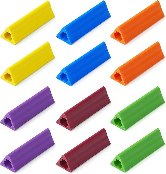 12 PCS Triangle Pencil Grips, Pencil Grips for Kids Handwriting, Pencil Grip for Adults, Assorted Bright Colors, 1.73-Inch Long
