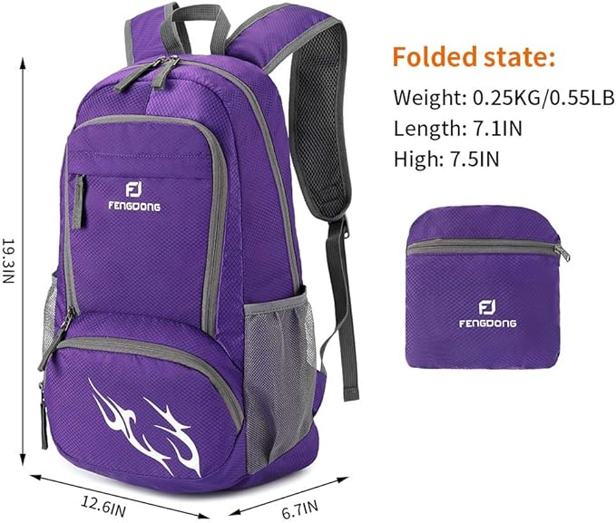 FENGDONG 35L Lightweight Foldable Waterproof Packable Travel Small Hiking Backpack Daypack for men women