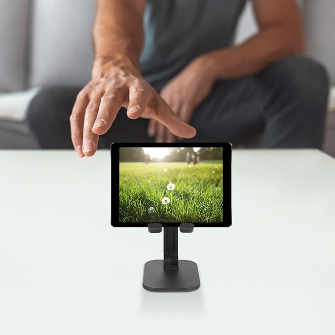 Kisangel Adjustable Desktop Phone and Tablet Stand, Multi-Functional Black Holder for Online Classes and Live Streaming, Compatible with Smartphones and Tablets