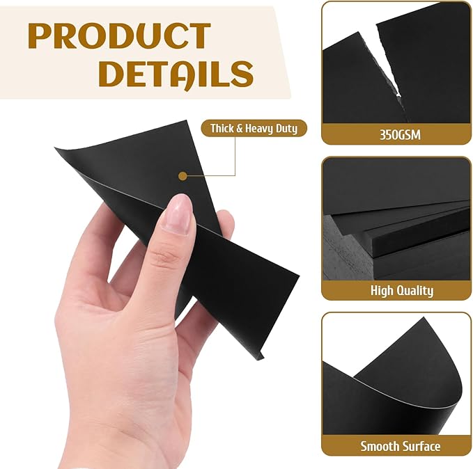 Bercoor 500 Pieces Blank 3 x 5 Inch Index Cards, Heavy Note Cards Study Cards for Office, School Learning, Black